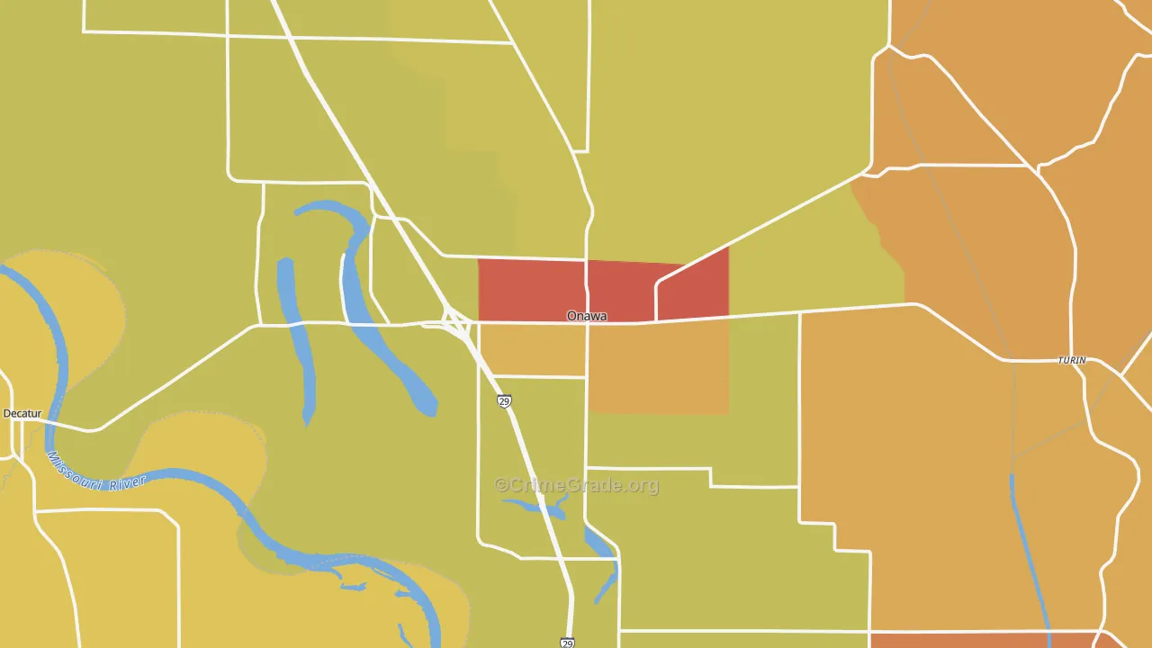Onawa, IA Map of Drug-Related Crime Rates