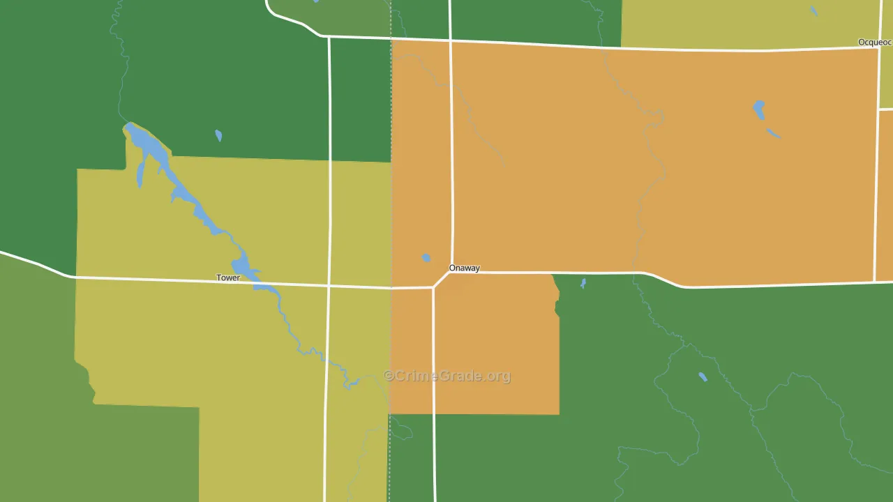 Onaway, MI Map of Drug-Related Crime Rates