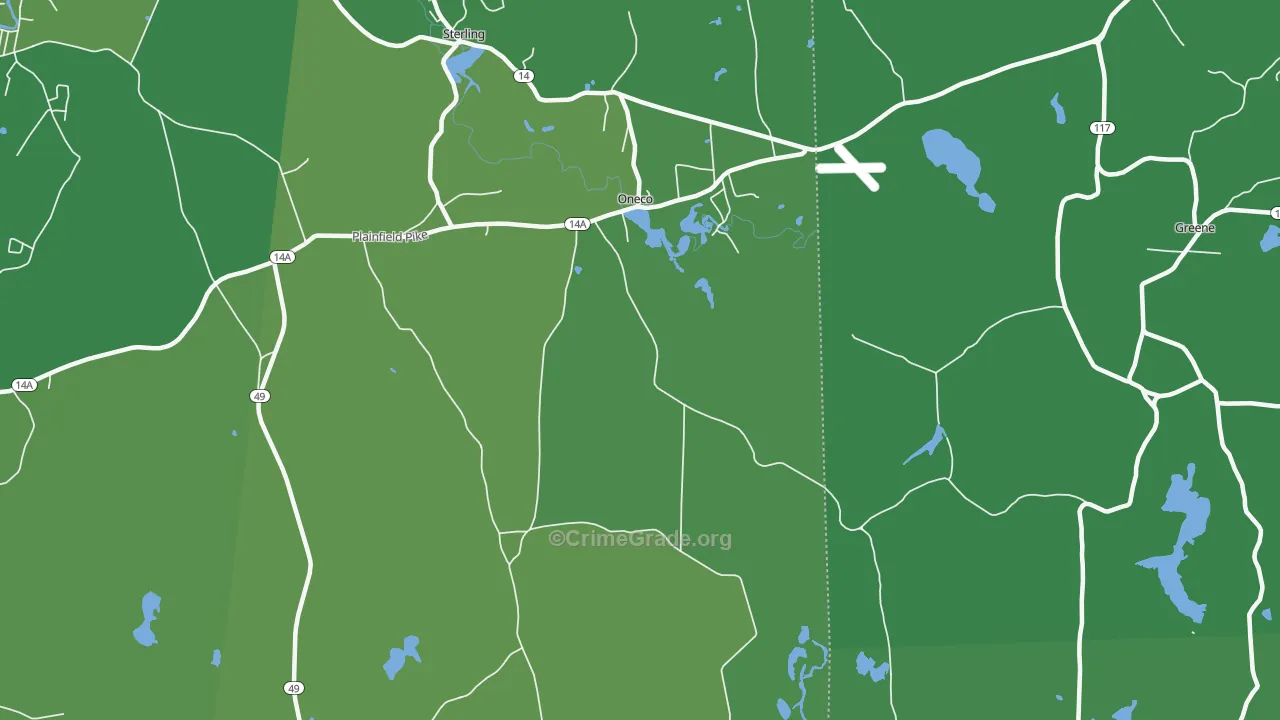 Oneco, CT Map of Drug-Related Crime Rates