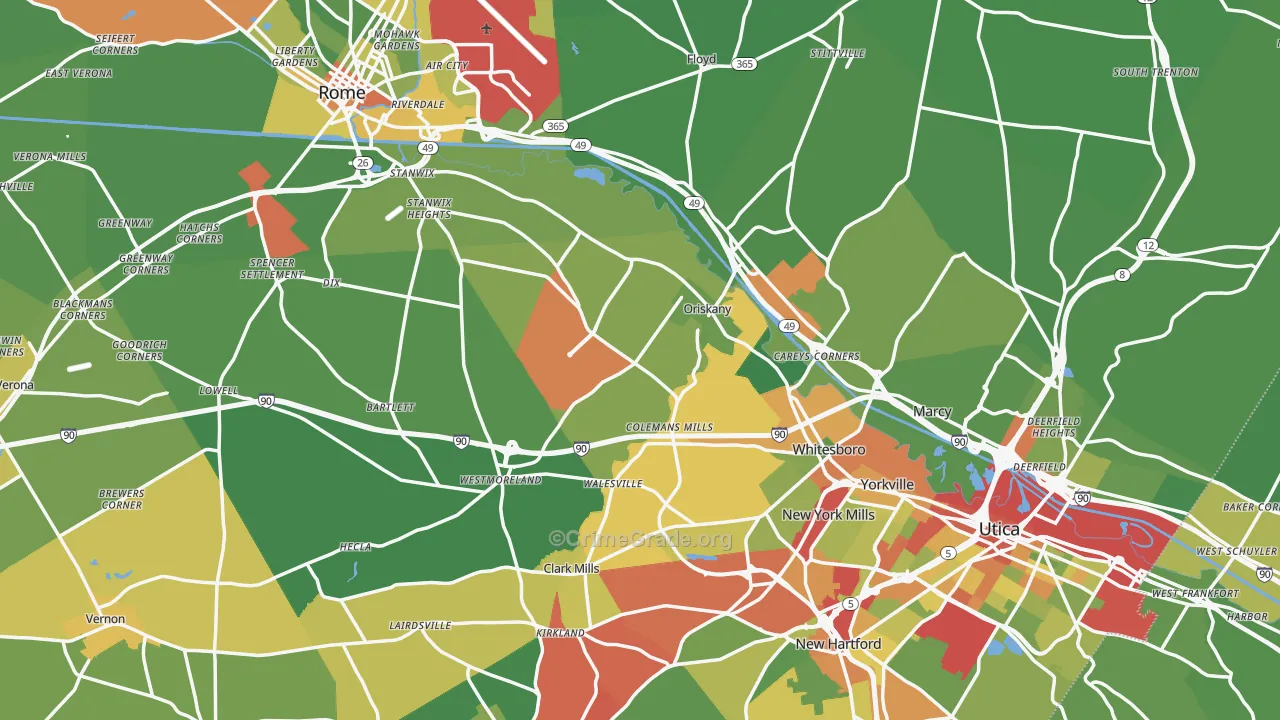 Oneida County, NY Map of Drug-Related Crime Rates