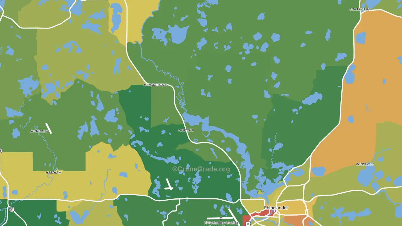 Oneida County, WI Map of Drug-Related Crime Rates