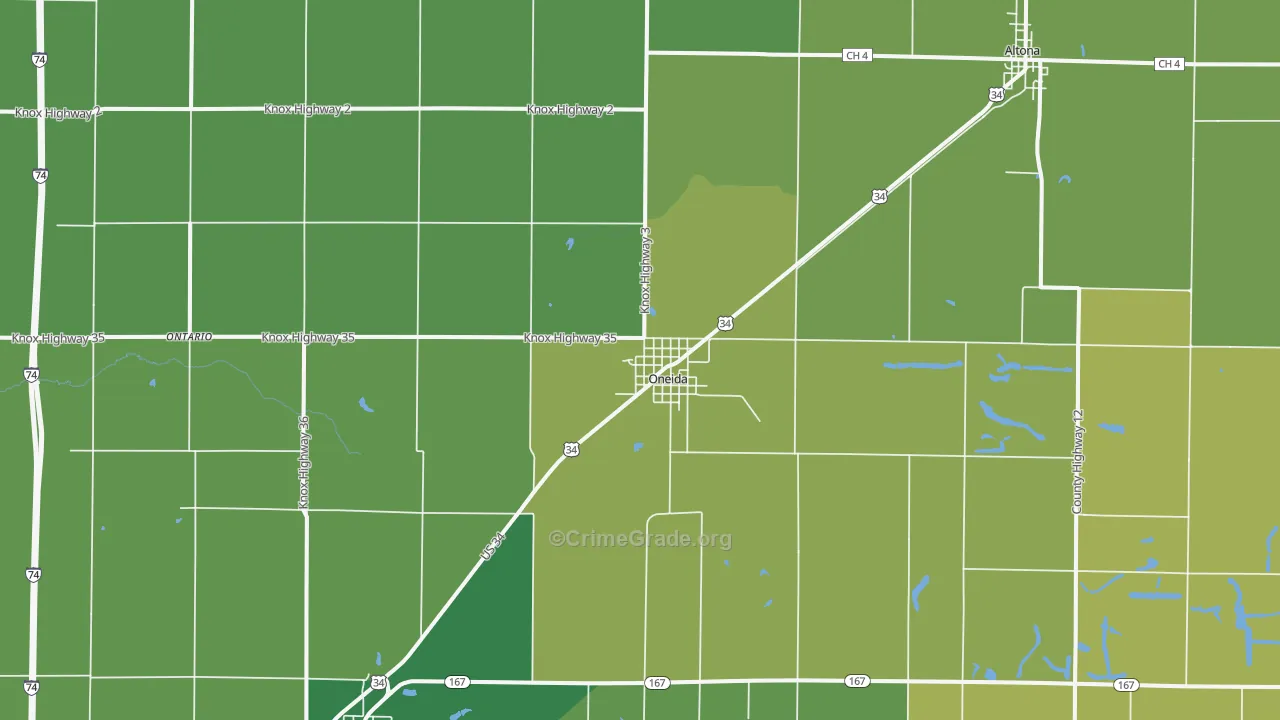Oneida, IL Map of Drug-Related Crime Rates