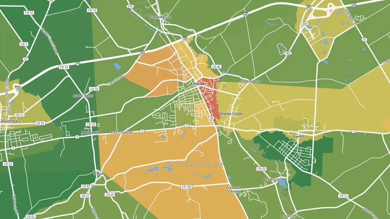Oneida, NY Map of Drug-Related Crime Rates