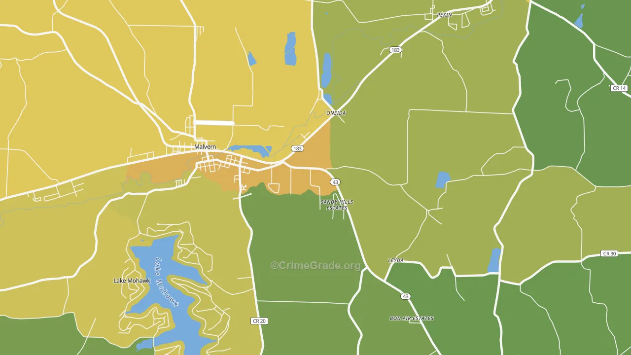 Oneida, OH Map of Drug-Related Crime Rates