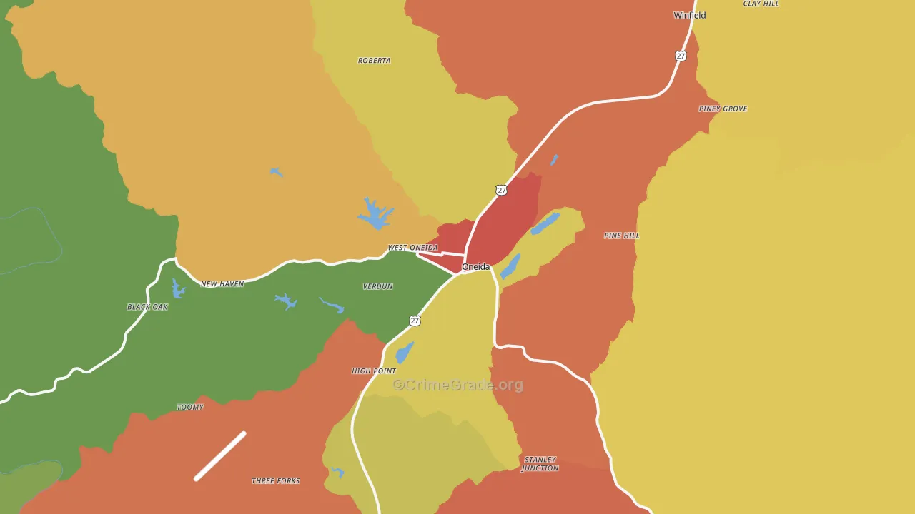 Oneida, TN Map of Drug-Related Crime Rates