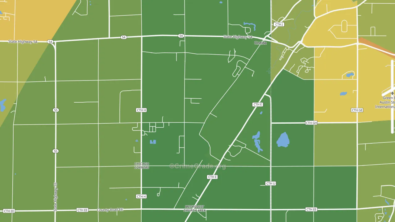 Oneida, WI Map of Drug-Related Crime Rates
