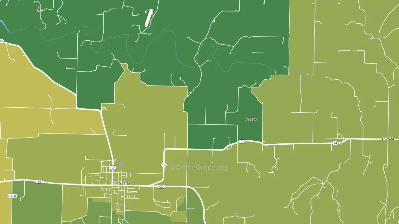 Ongo, MO Map of Drug-Related Crime Rates