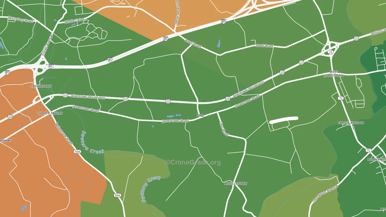 Ono, PA Map of Drug-Related Crime Rates