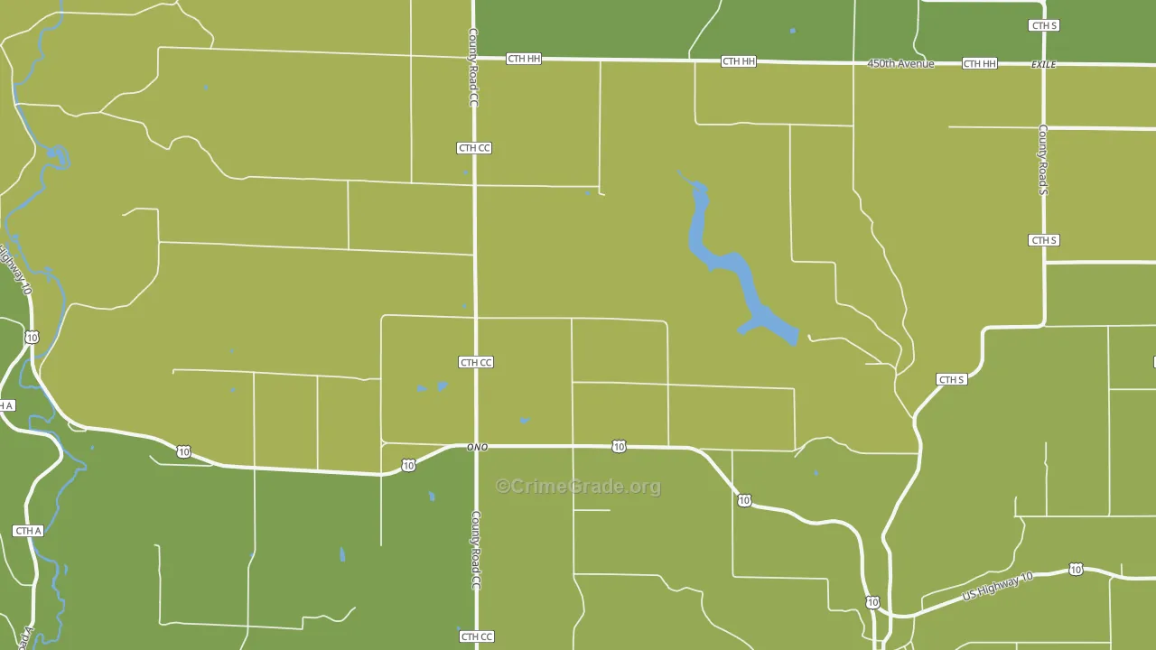 Ono, WI Map of Drug-Related Crime Rates