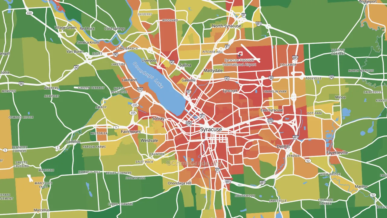 Onondaga County, NY Map of Drug-Related Crime Rates