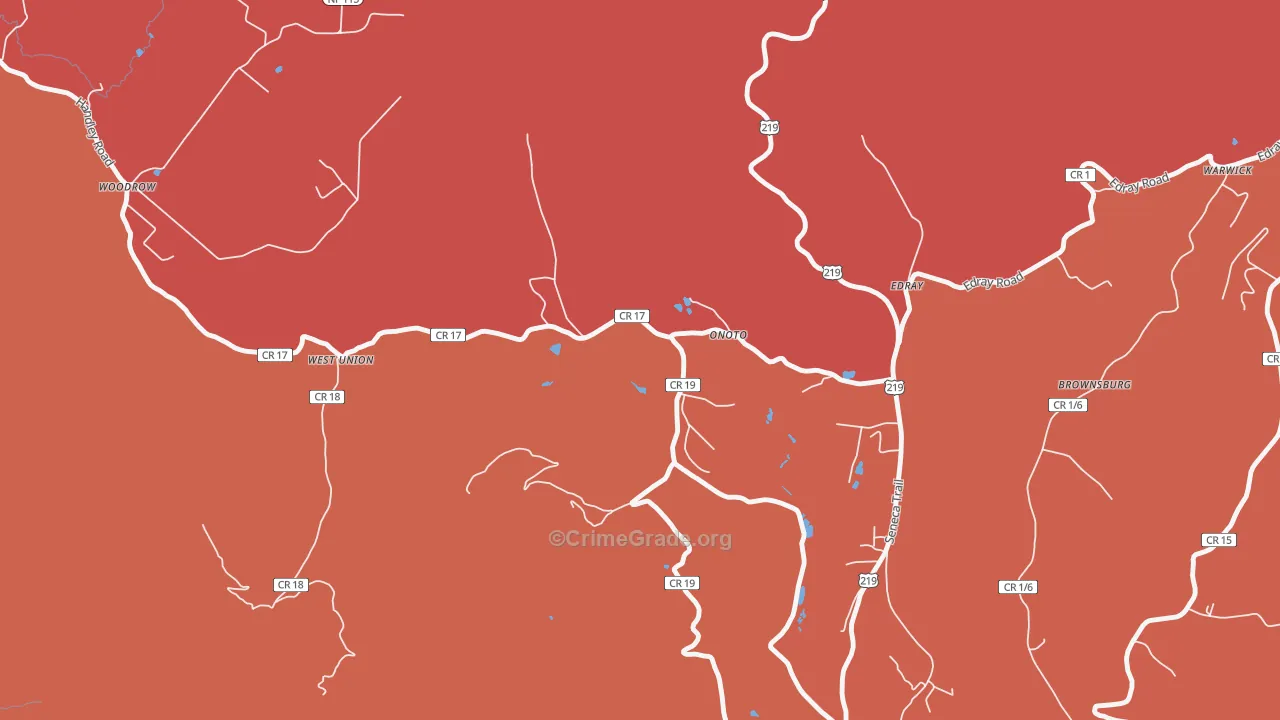 Onoto, WV Map of Drug-Related Crime Rates