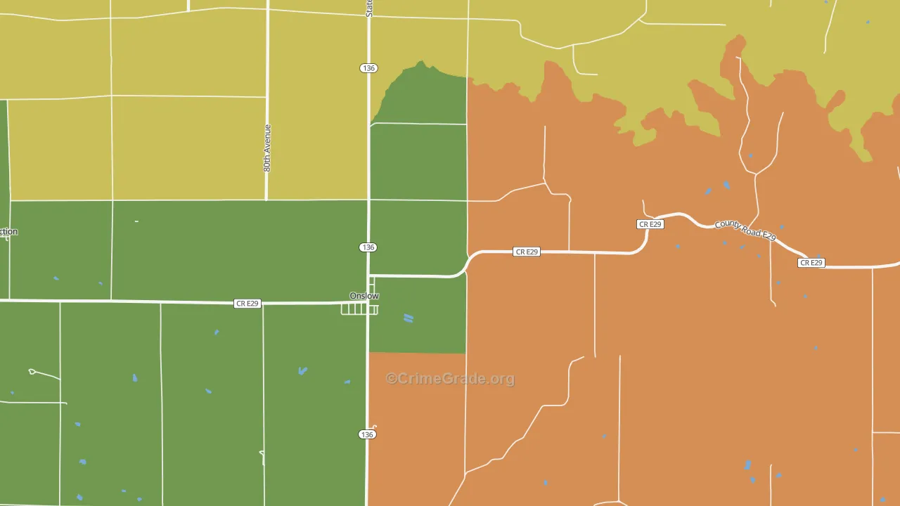 Onslow, IA Map of Drug-Related Crime Rates