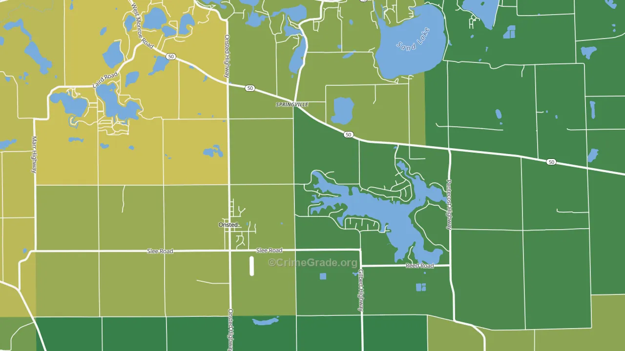 Onsted, MI Map of Drug-Related Crime Rates