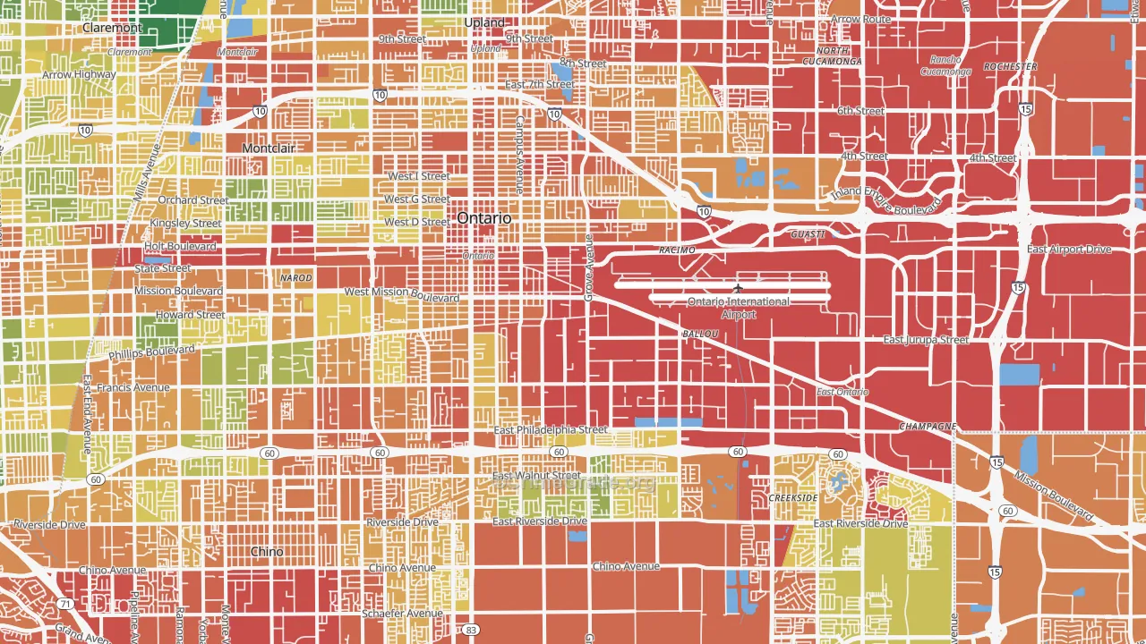 Ontario, CA Map of Drug-Related Crime Rates