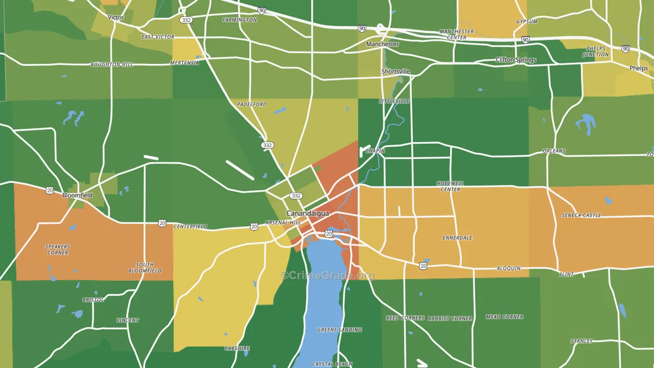 Ontario County, NY Map of Drug-Related Crime Rates