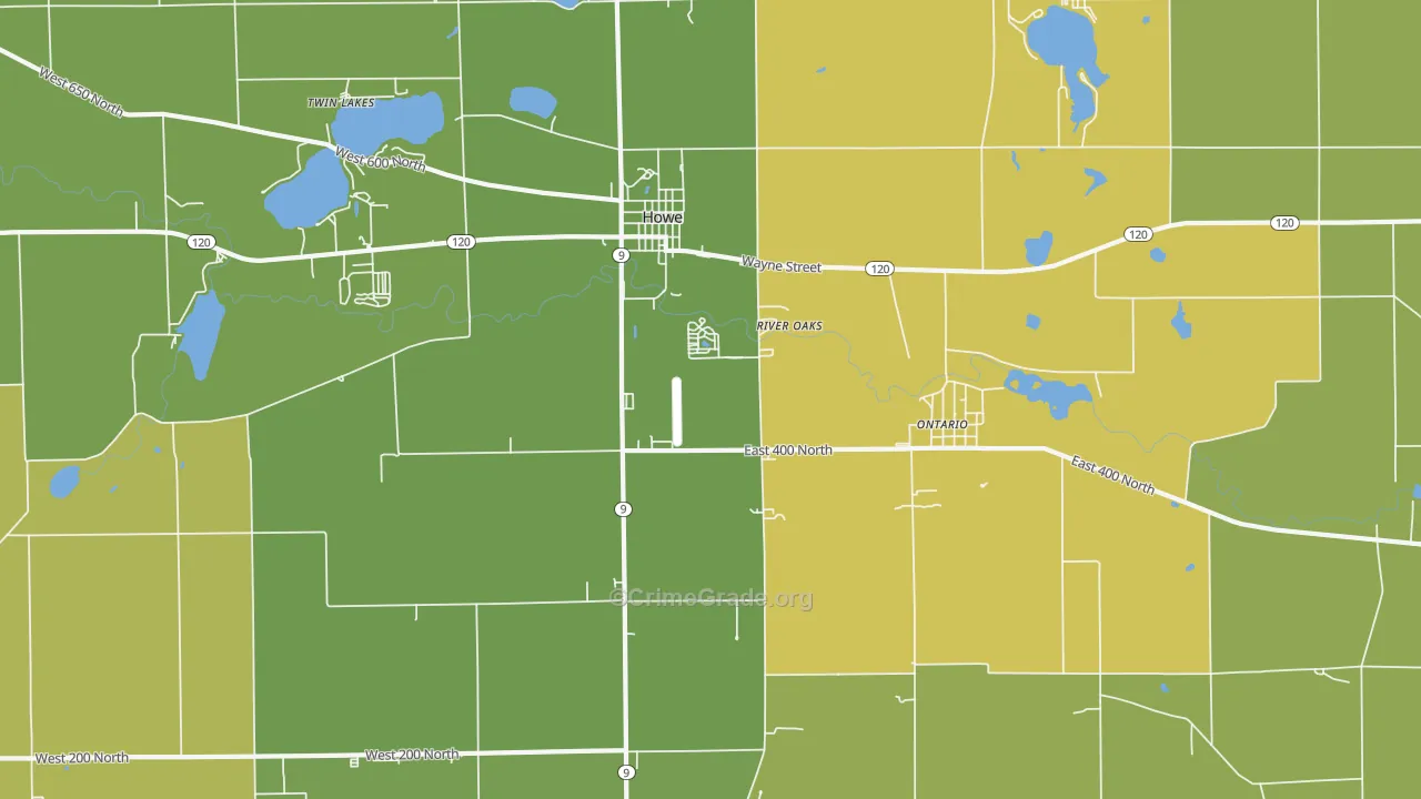 Ontario, IN Map of Drug-Related Crime Rates