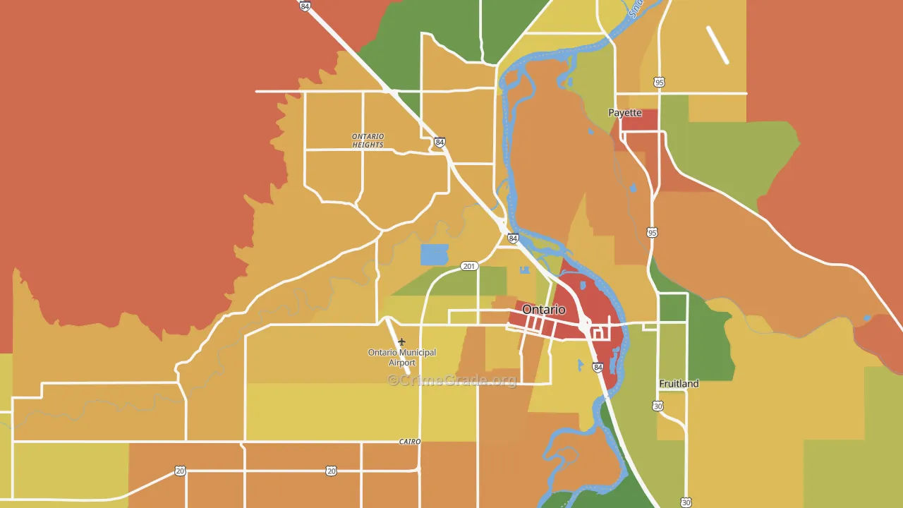 Ontario, OR Map of Drug-Related Crime Rates