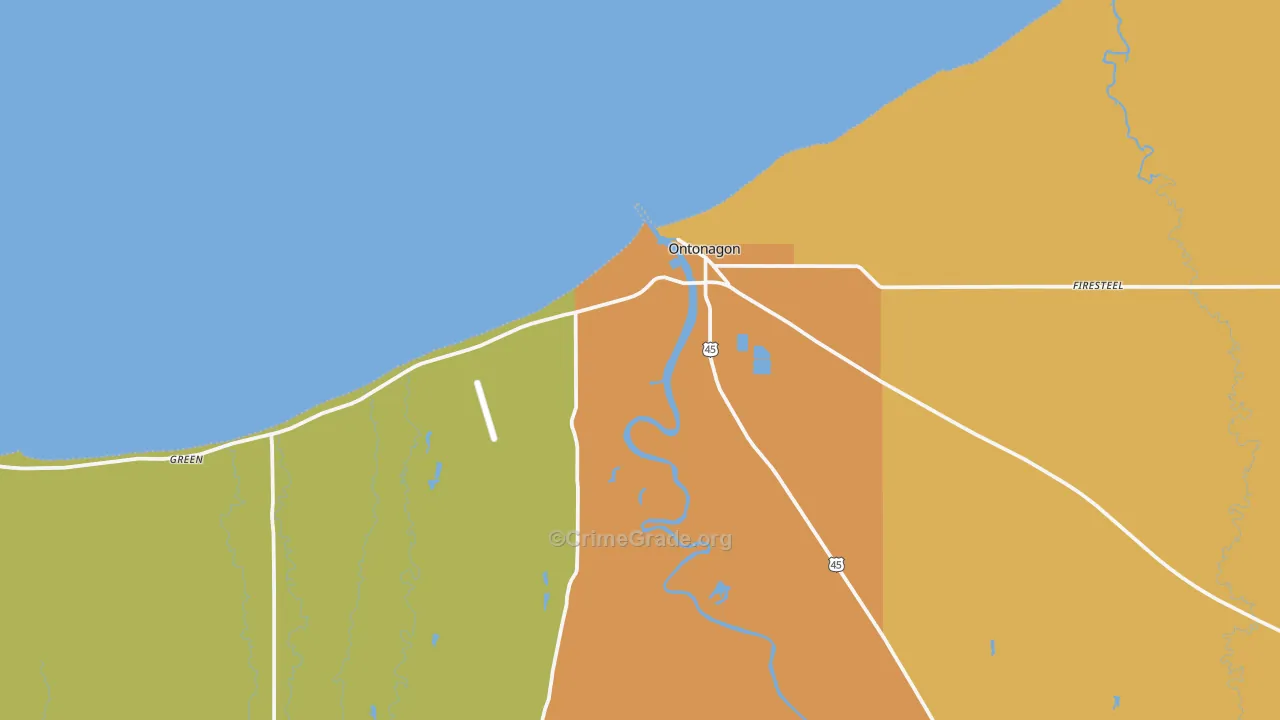 Ontonagon, MI Map of Drug-Related Crime Rates