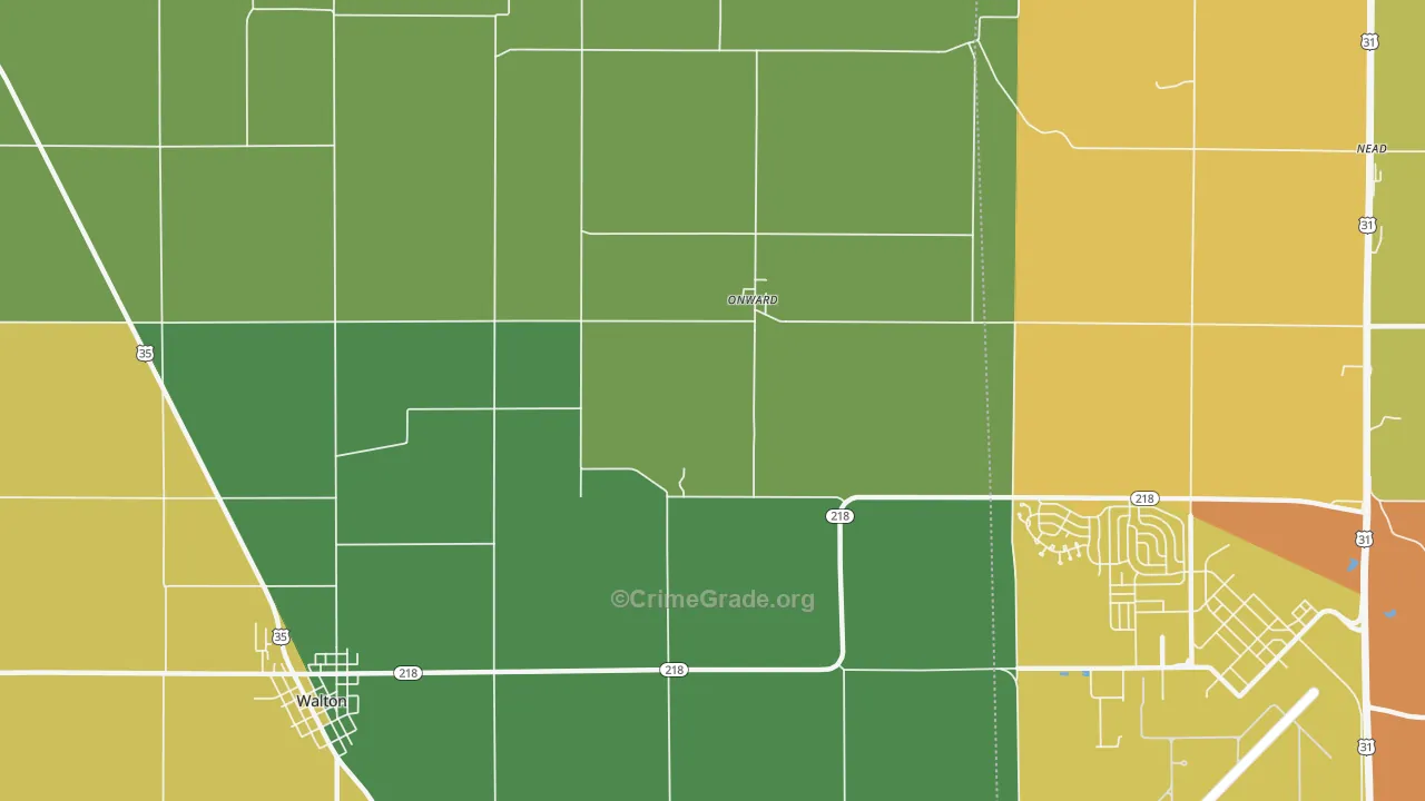 Onward, IN Map of Drug-Related Crime Rates
