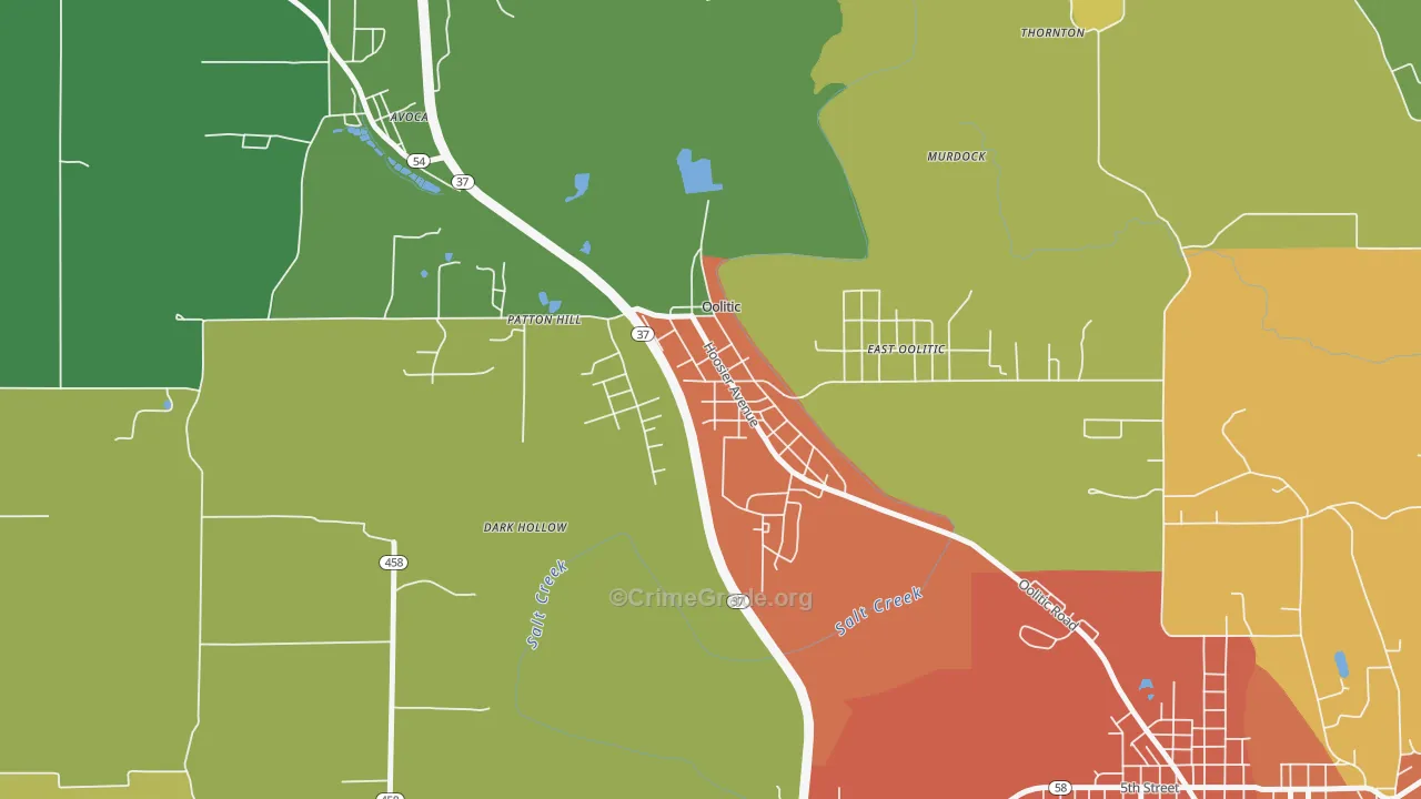 Oolitic, IN Map of Drug-Related Crime Rates