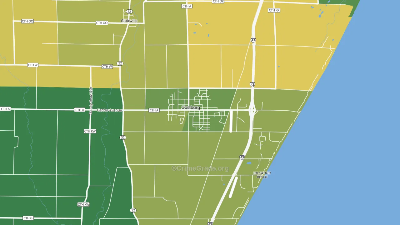Oostburg, WI Map of Drug-Related Crime Rates