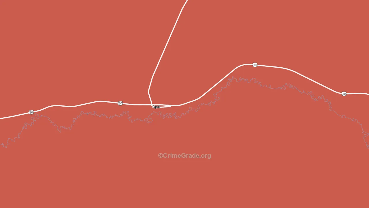 Opal, WY Map of Drug-Related Crime Rates