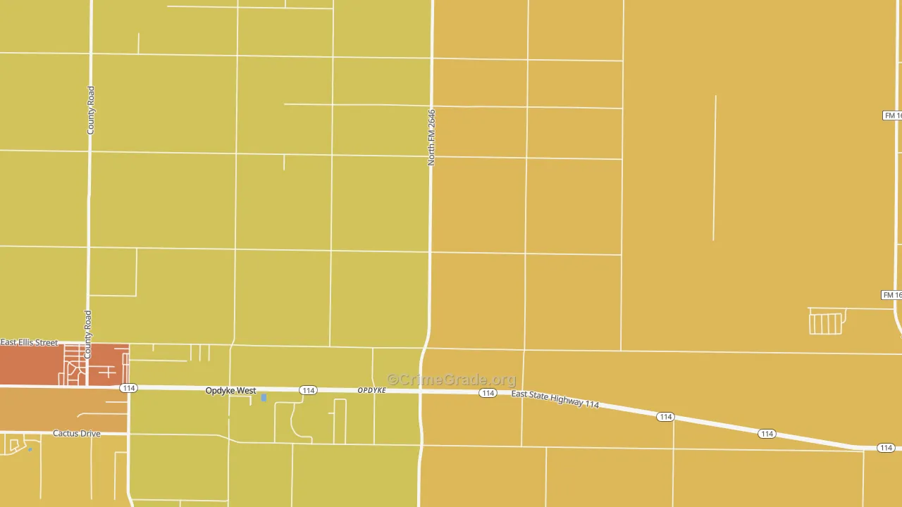 Opdyke, TX Map of Drug-Related Crime Rates