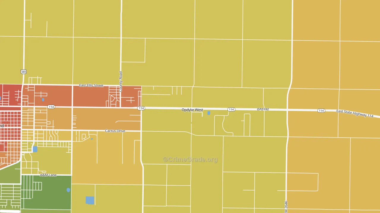 Opdyke West, TX Map of Drug-Related Crime Rates