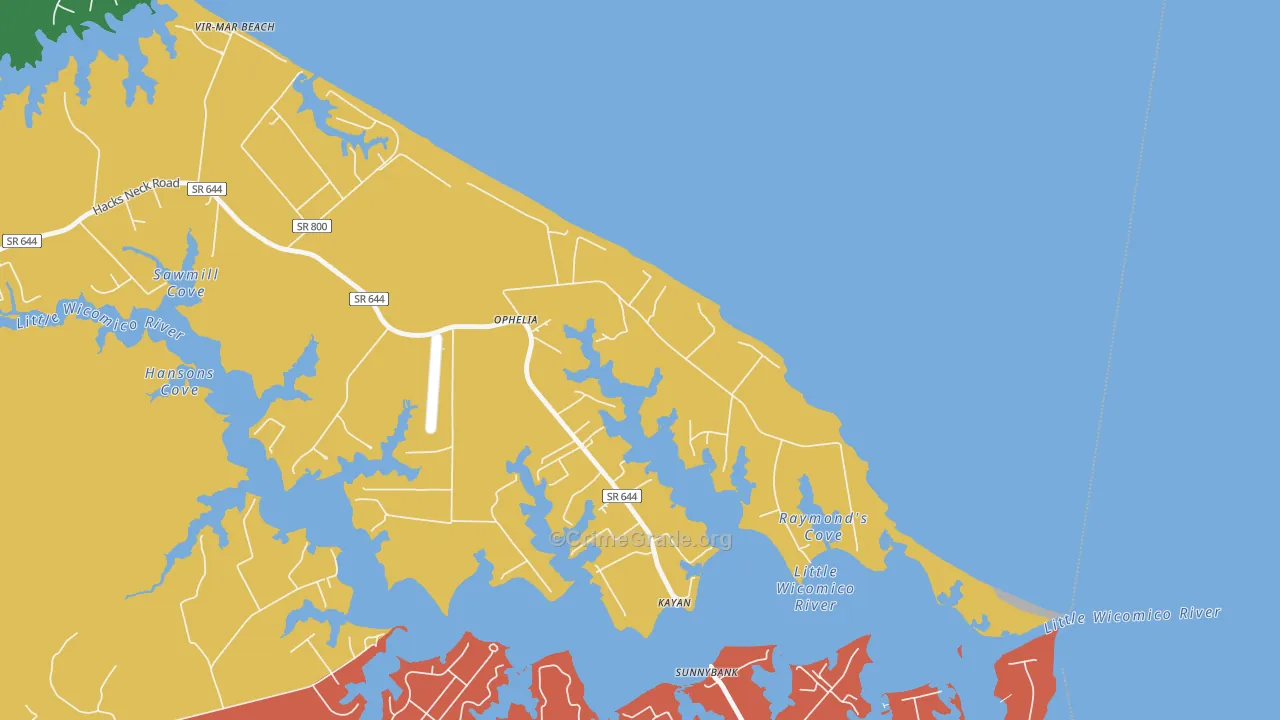 Ophelia, VA Map of Drug-Related Crime Rates