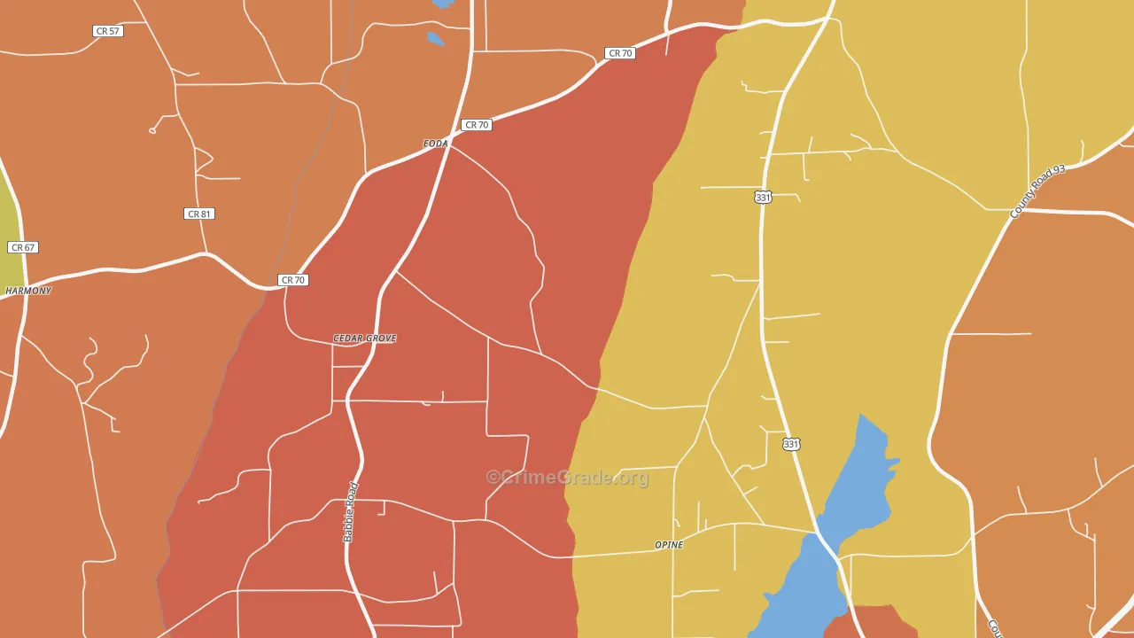 Opine, AL Map of Drug-Related Crime Rates