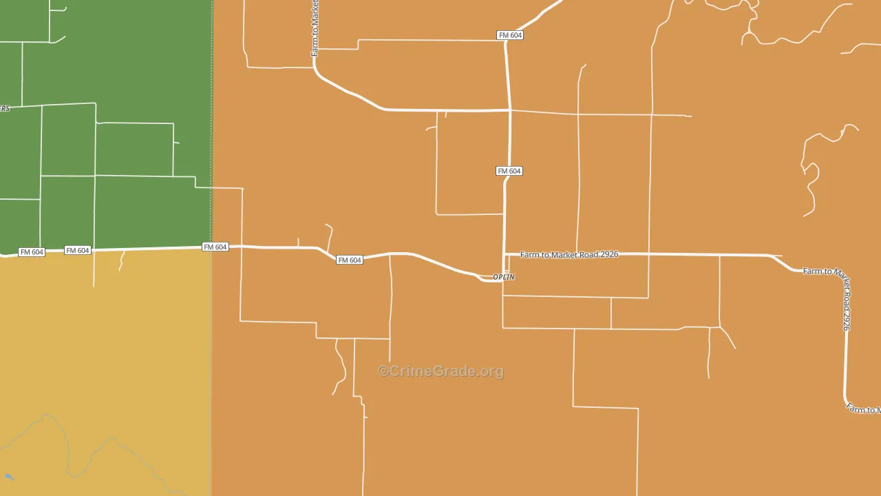 Oplin, TX Map of Drug-Related Crime Rates