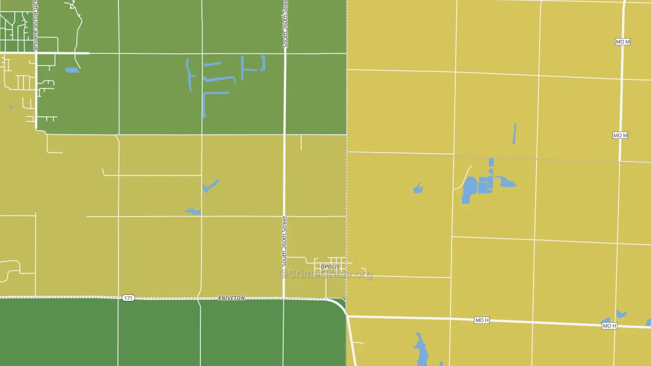 Opolis, KS Map of Drug-Related Crime Rates