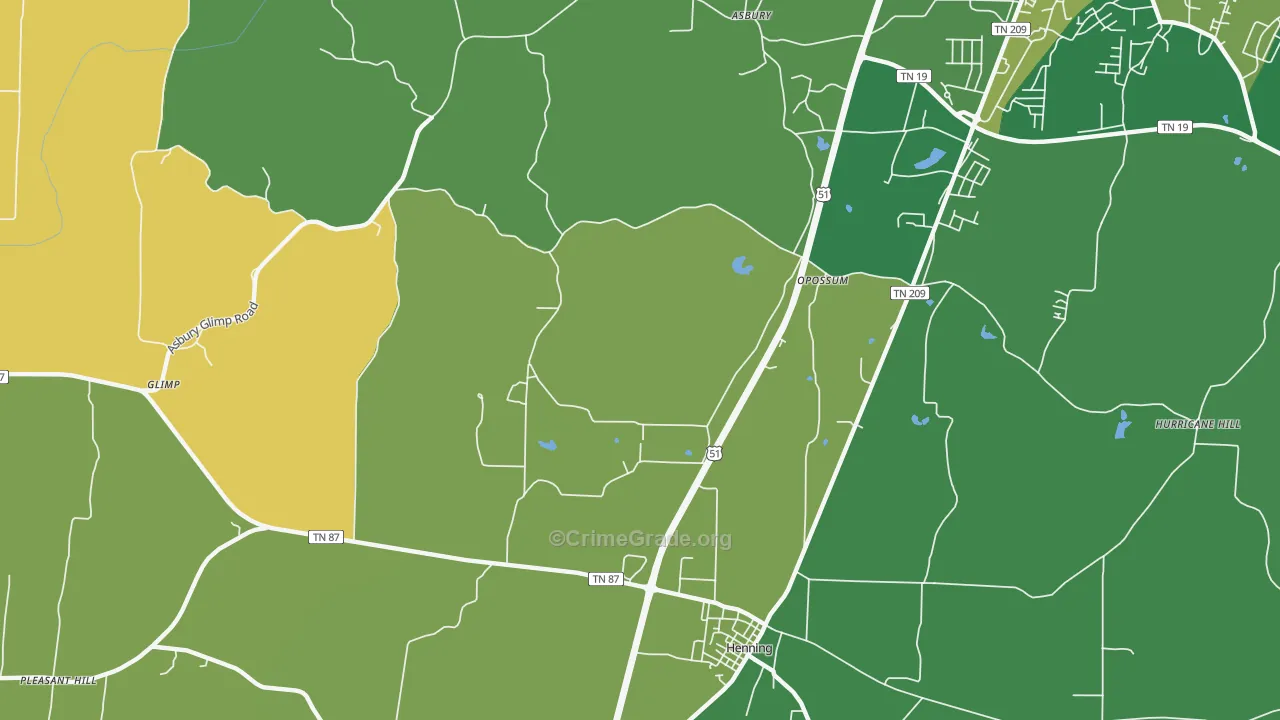 Opossum, TN Map of Drug-Related Crime Rates