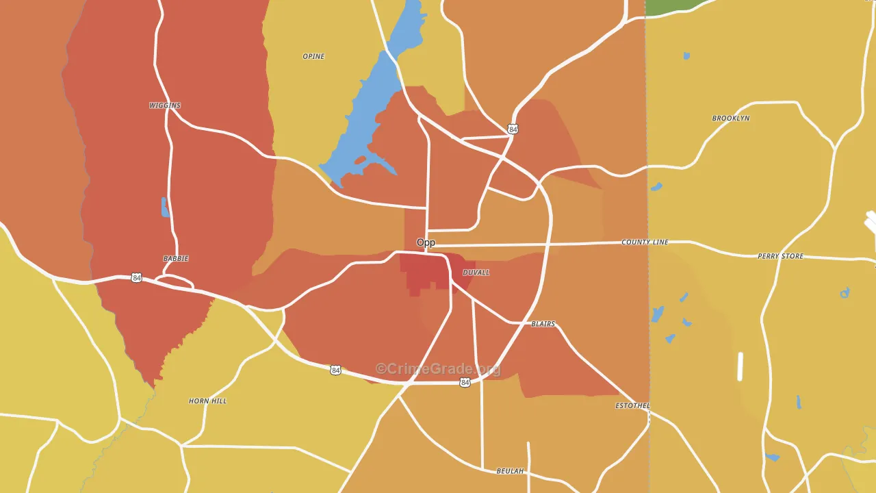 Opp, AL Map of Drug-Related Crime Rates