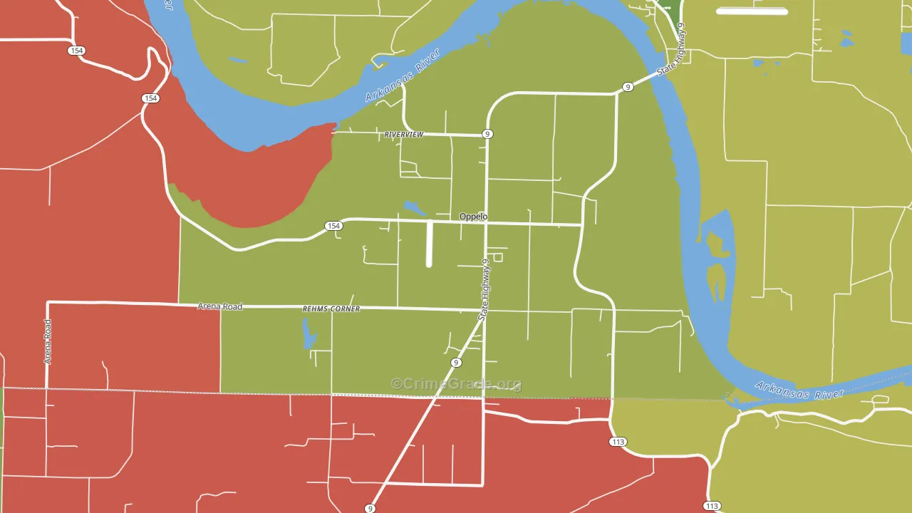 Oppelo, AR Map of Drug-Related Crime Rates