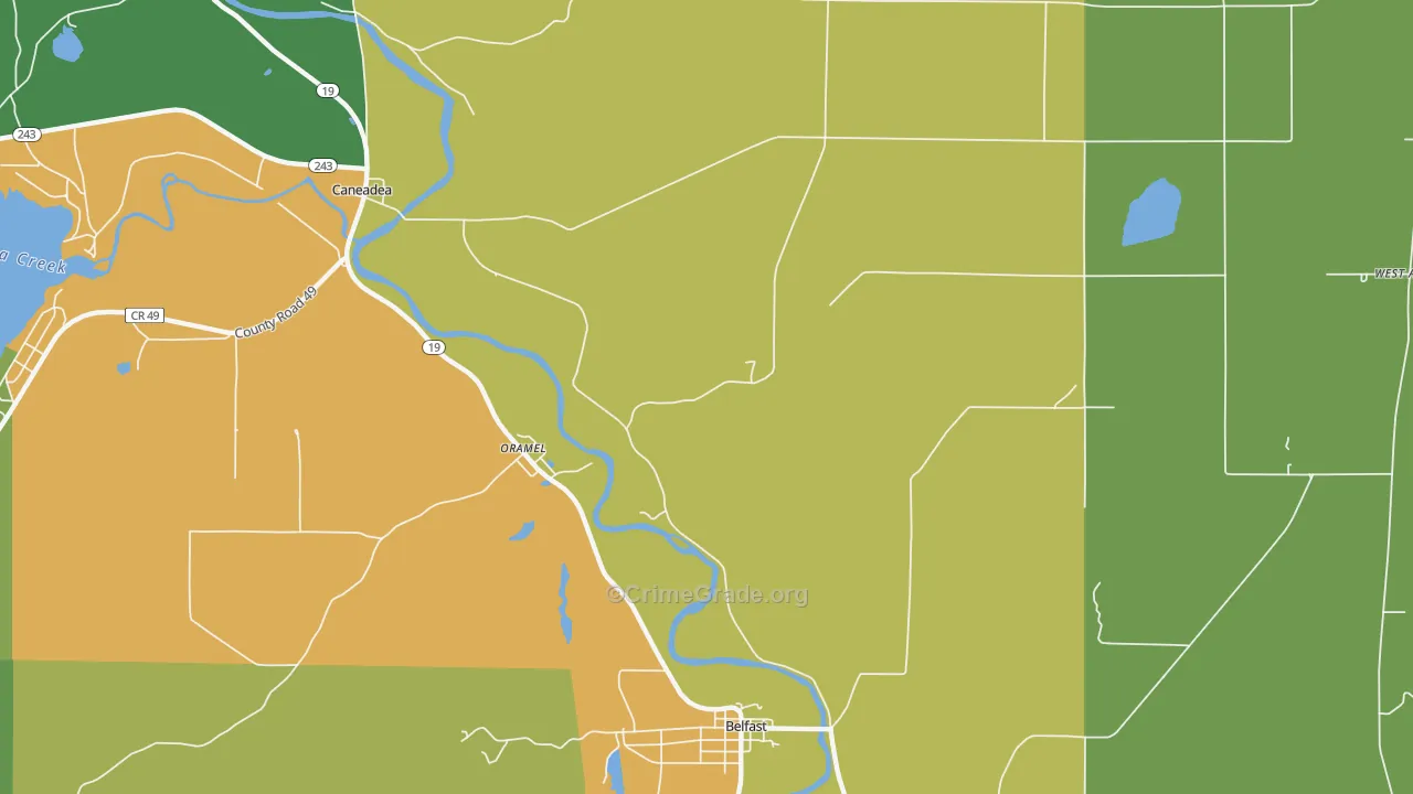 Oramel, NY Map of Drug-Related Crime Rates