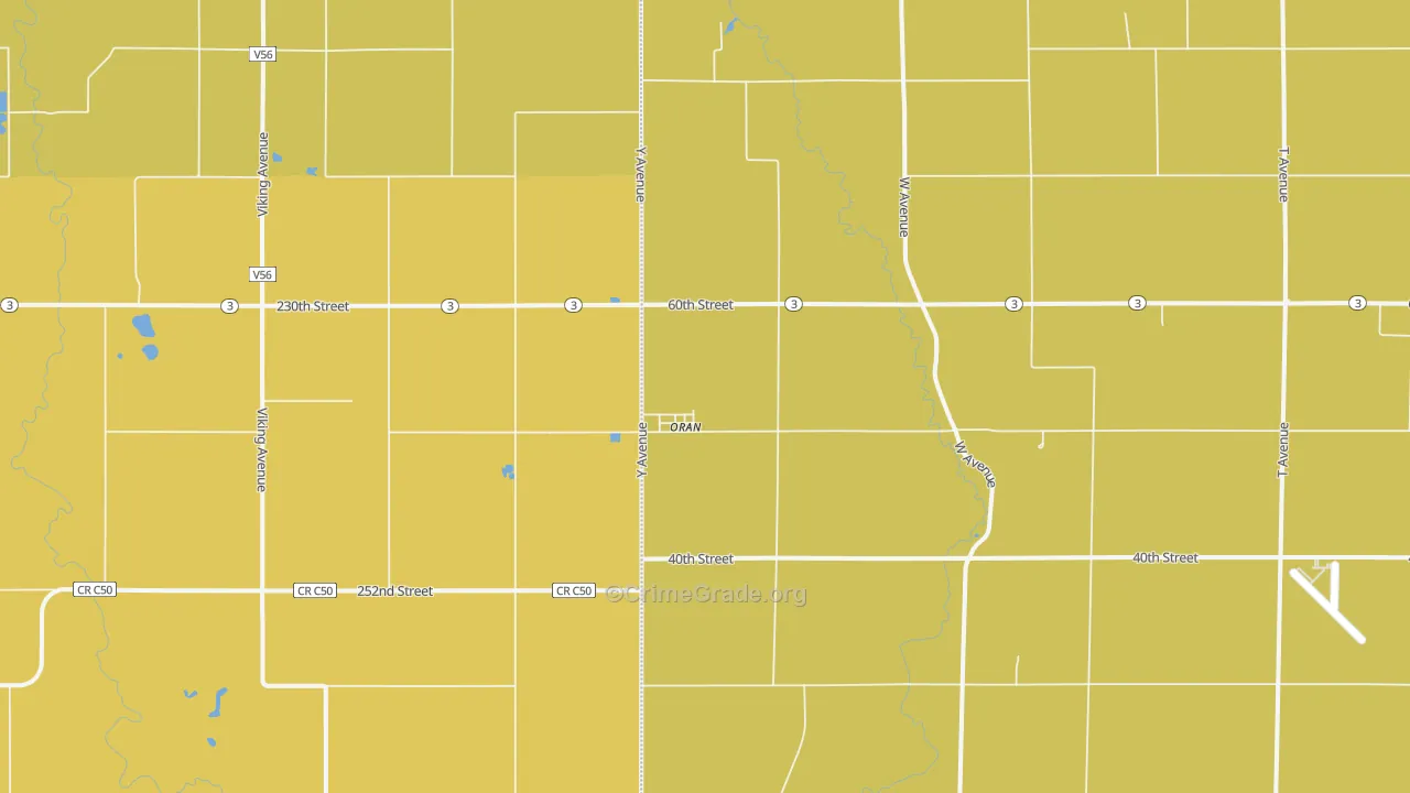 Oran, IA Map of Drug-Related Crime Rates