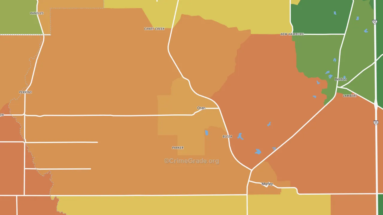 Oran, MO Map of Drug-Related Crime Rates