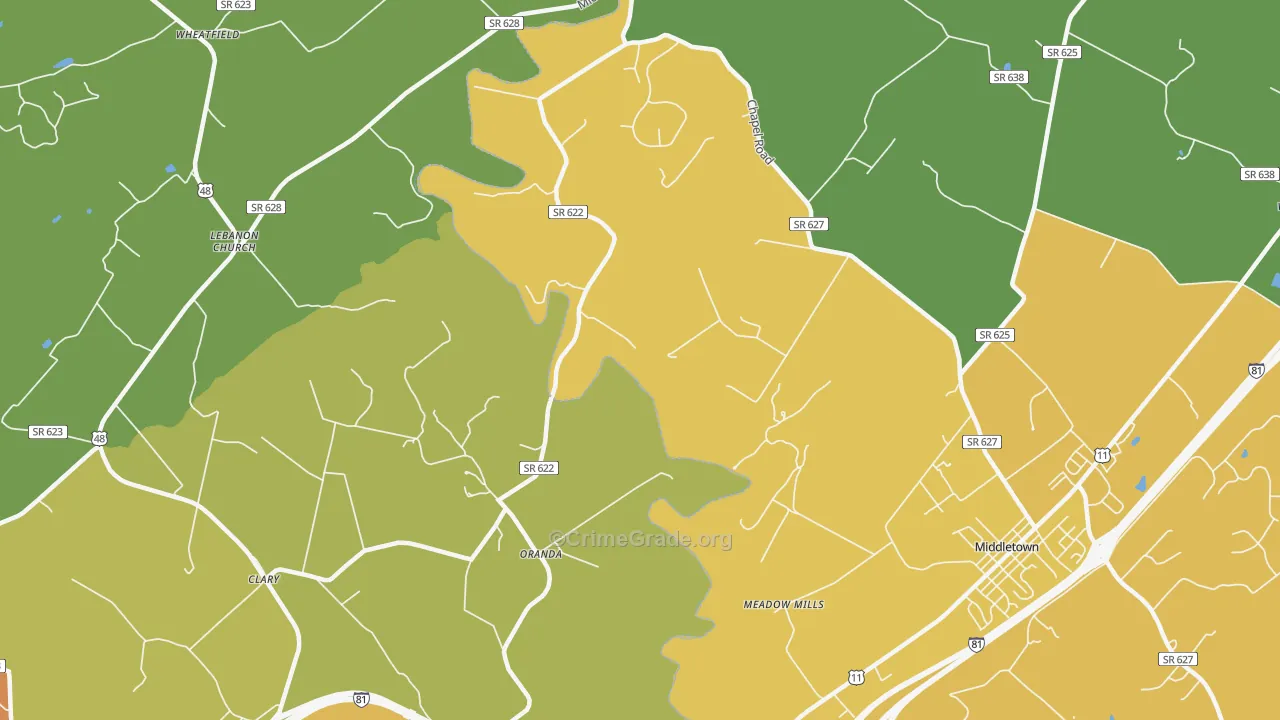 Oranda, VA Map of Drug-Related Crime Rates
