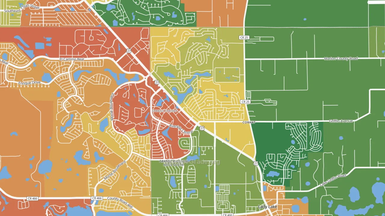 Orange Blossom Gardens, Lady Lake, FL Map of Drug-Related Crime Rates