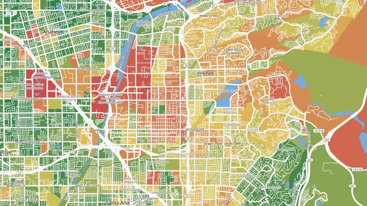 Orange, CA Map of Drug-Related Crime Rates
