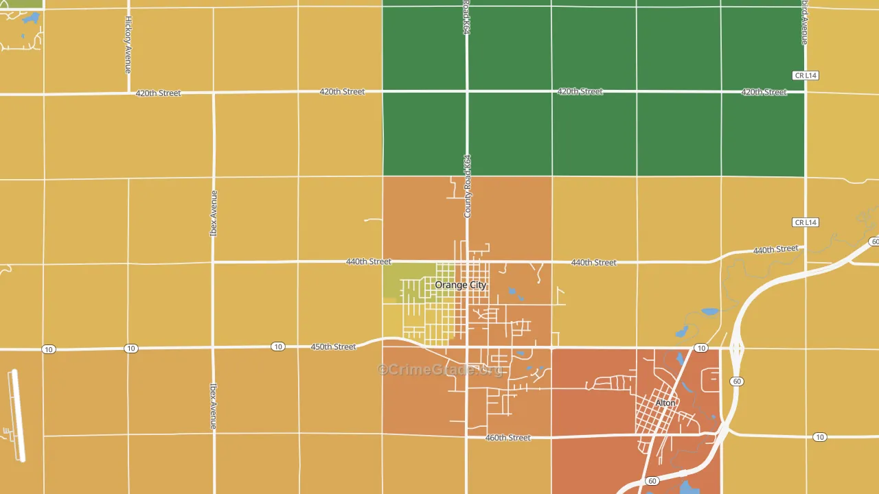 Orange City, IA Map of Drug-Related Crime Rates