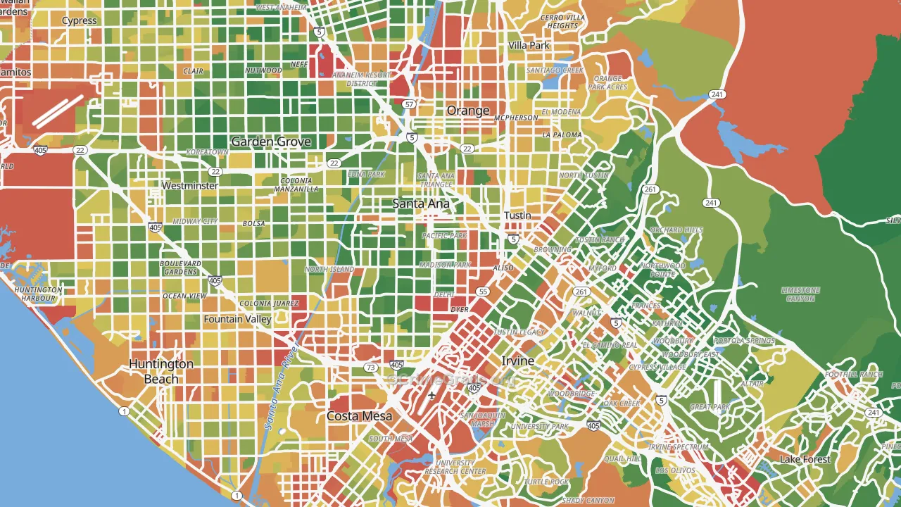 Orange County, CA Map of Drug-Related Crime Rates