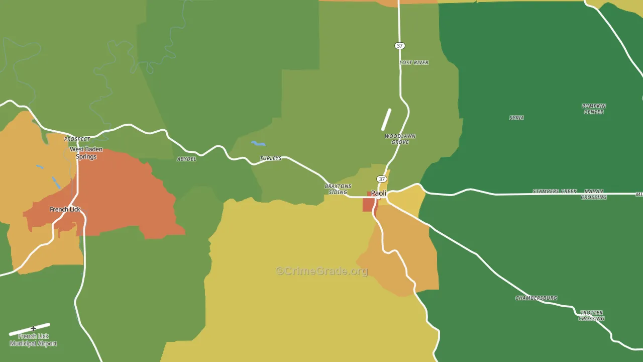 Orange County, IN Map of Drug-Related Crime Rates