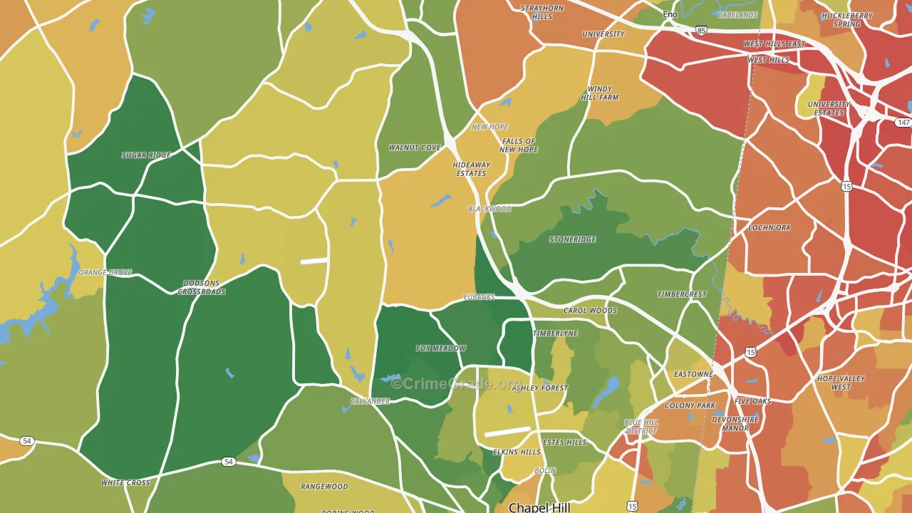 Orange County, NC Map of Drug-Related Crime Rates