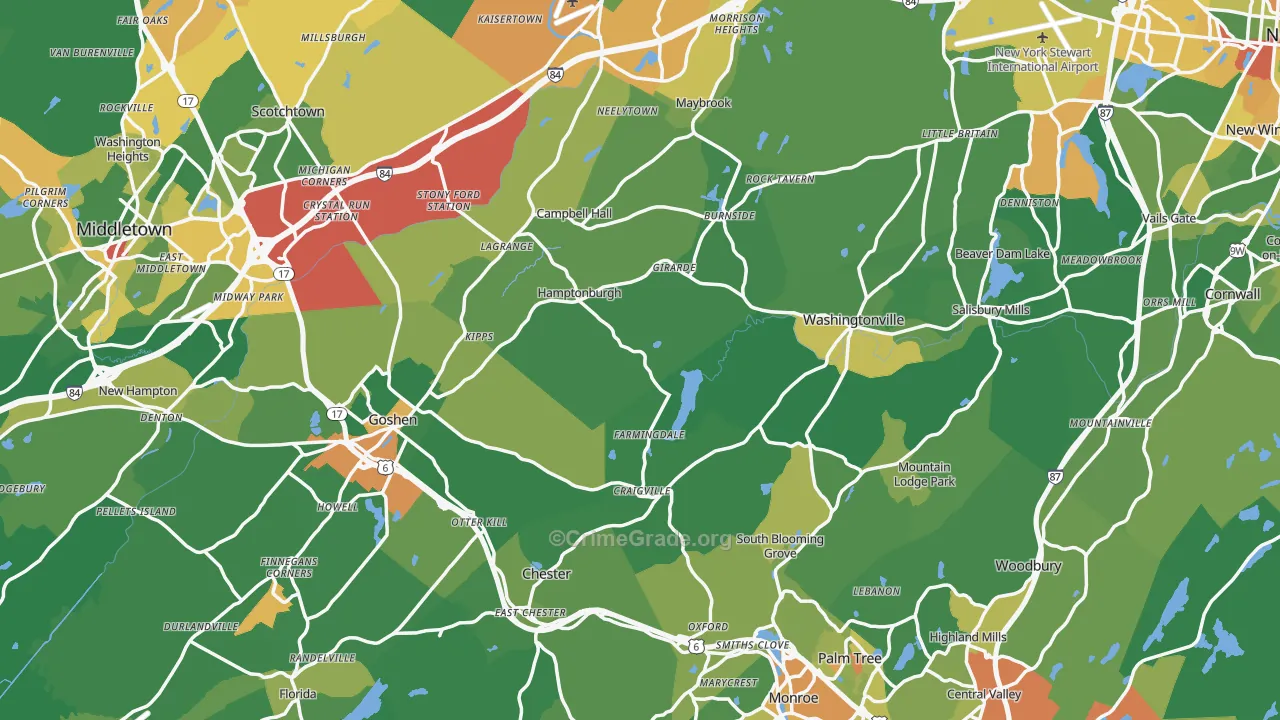 Orange County, NY Map of Drug-Related Crime Rates