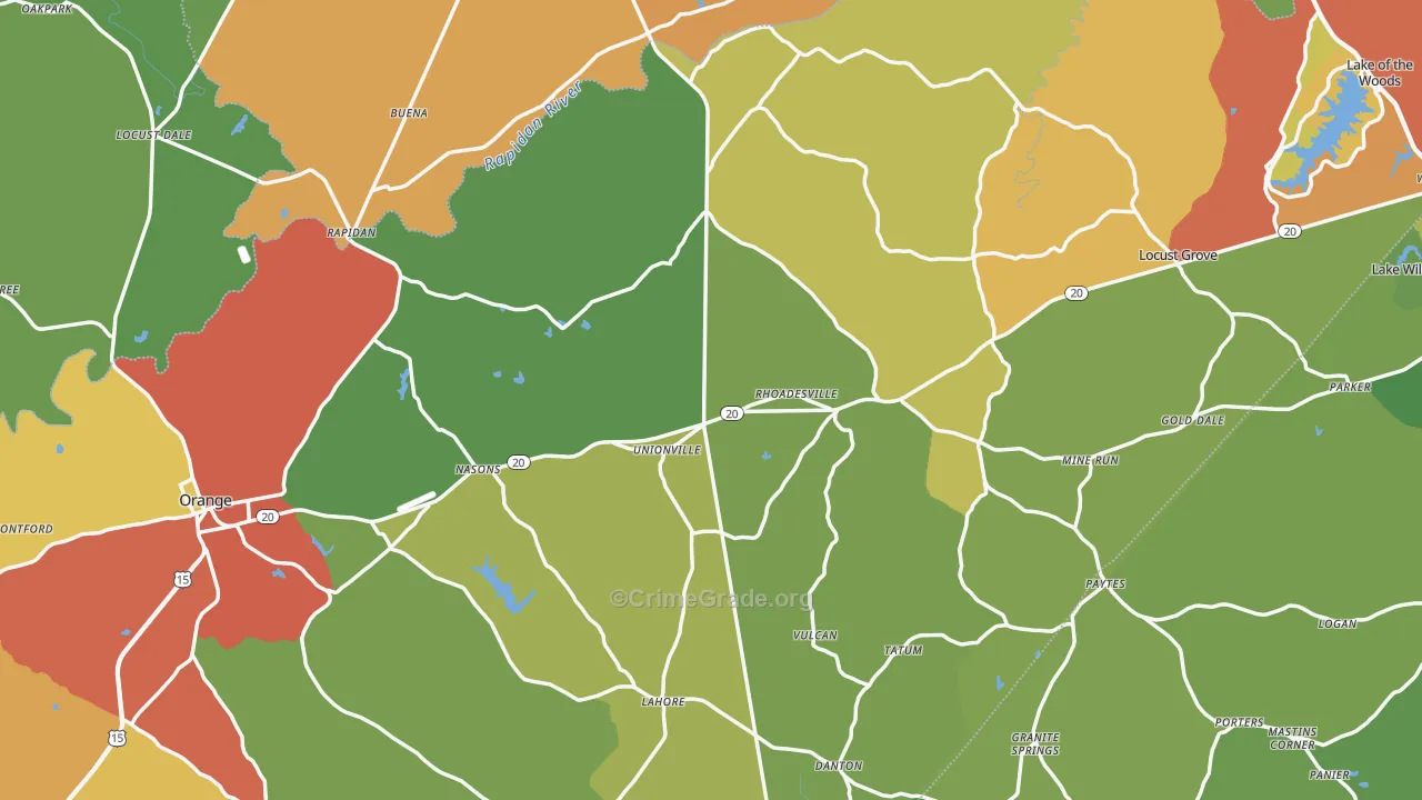Orange County, VA Map of Drug-Related Crime Rates