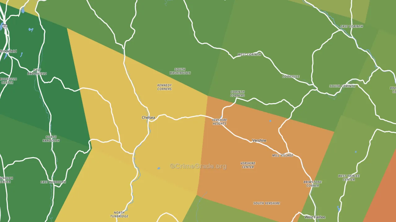 Orange County, VT Map of Drug-Related Crime Rates