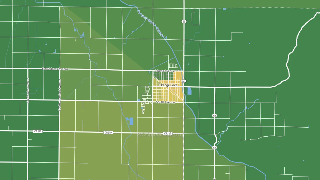 Orange Cove, CA Map of Drug-Related Crime Rates