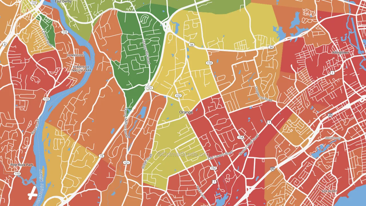 Orange, CT Map of Drug-Related Crime Rates